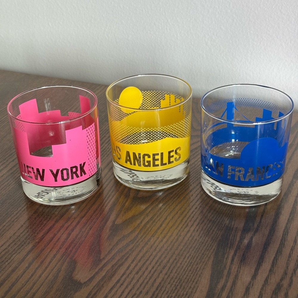 Popsugar Sisters of Los Angeles Hightball Glasses-Cityscape Set(3pcs)LA, NY, SF